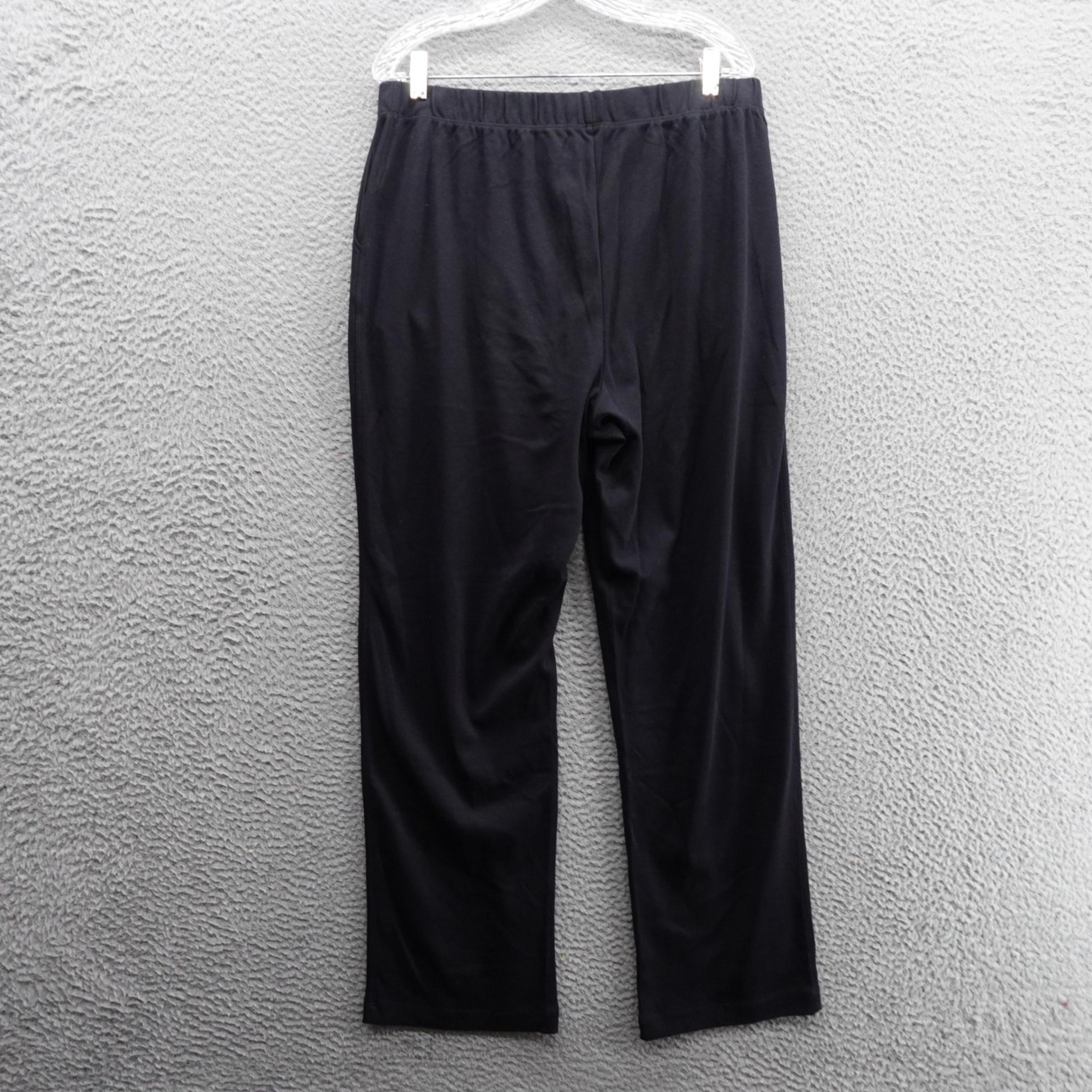 Lands End Sport Knit Straight Leg Pants Size Large Black Womens ComfyCasual NEW