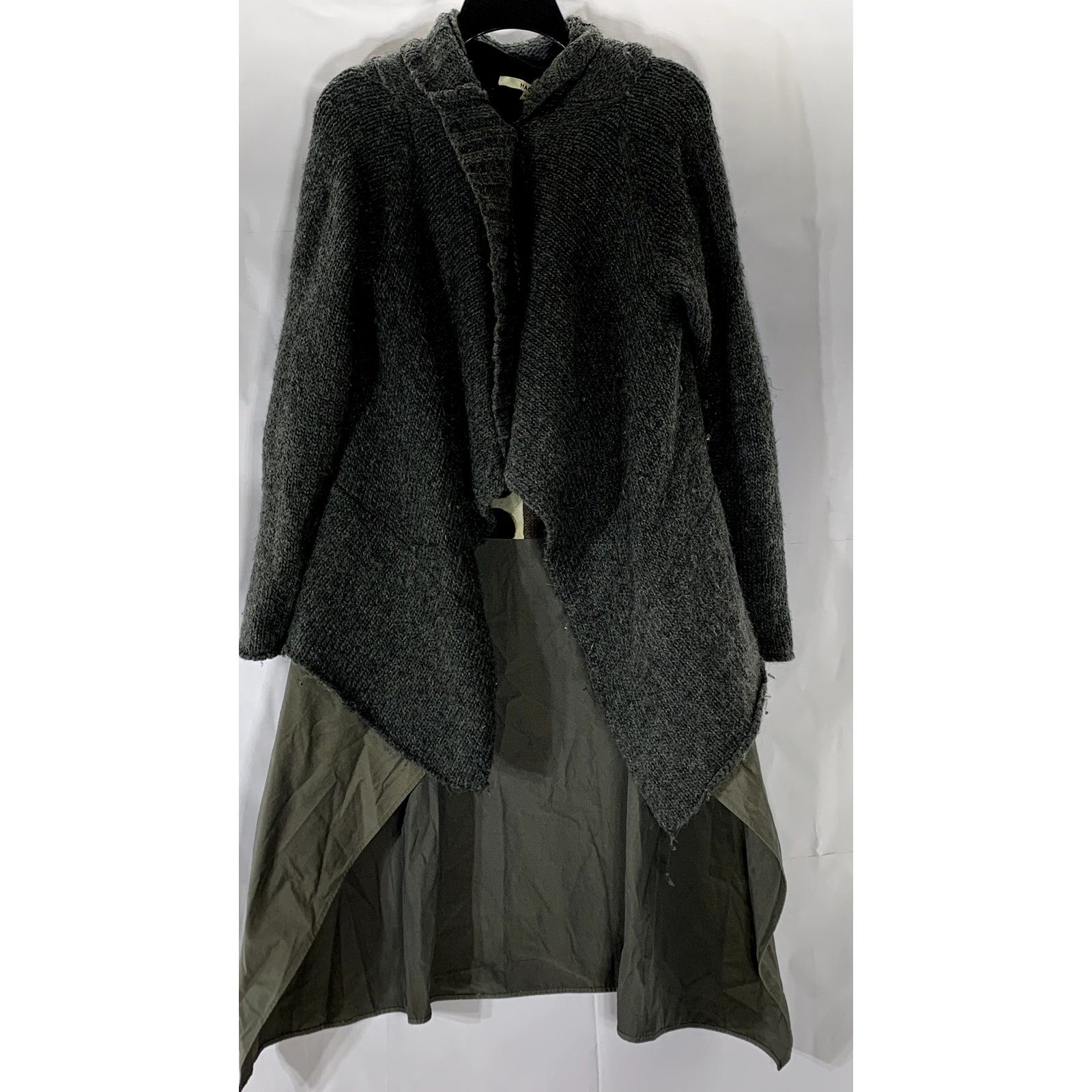HACHE Women's Gray Layered Knit Single-Button Long Sleeve Jacket SZ 42(S)