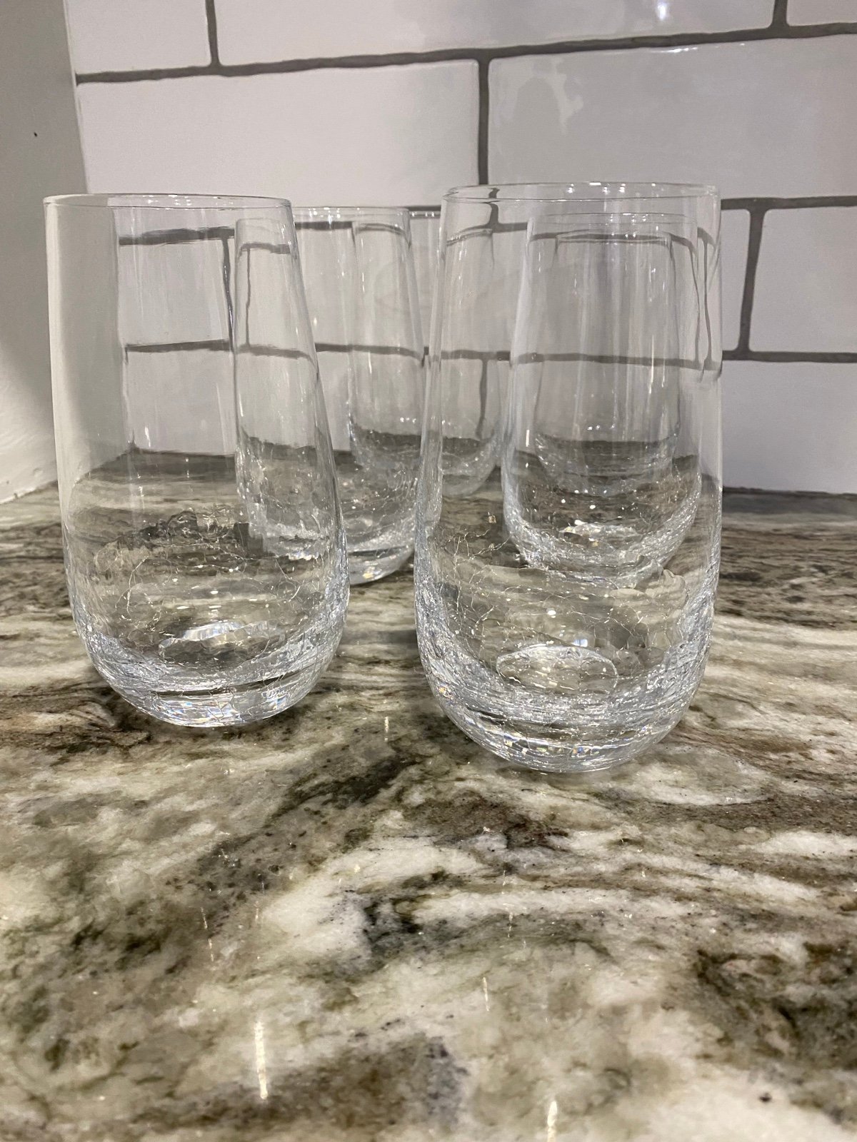 Pier 1 crackle glasses tumblers straight rim