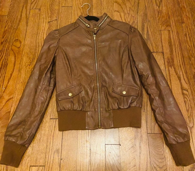 Women's Brown Faux Leather Jacket