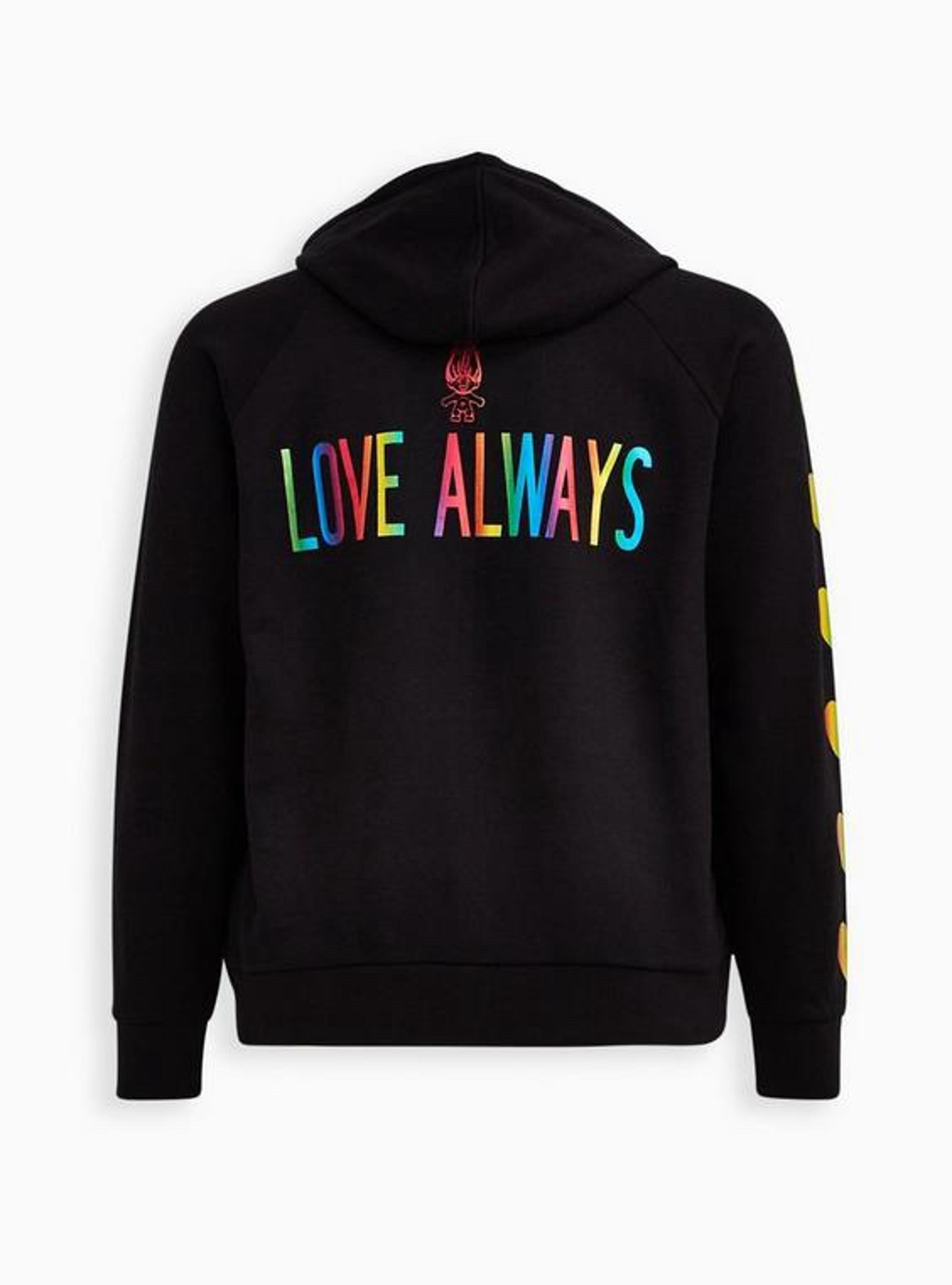 Torrid Trolls Black & Rainbow Zip Up Sweatshirt Women’s Size 1X