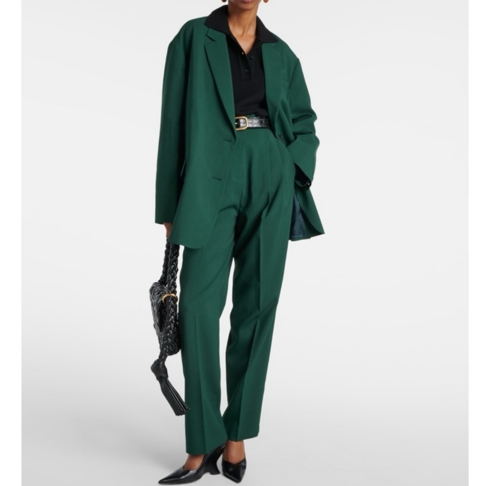 The Frankie Shop Bea Pleated Straight Leg Pants Trousers
