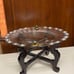 Vintage Chinese solid cherry-brown wooden folding tray holder base