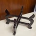 Vintage Chinese solid cherry-brown wooden folding tray holder base