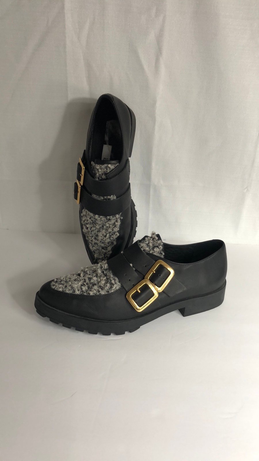 Miista London BHU black leather wool boucle loafer