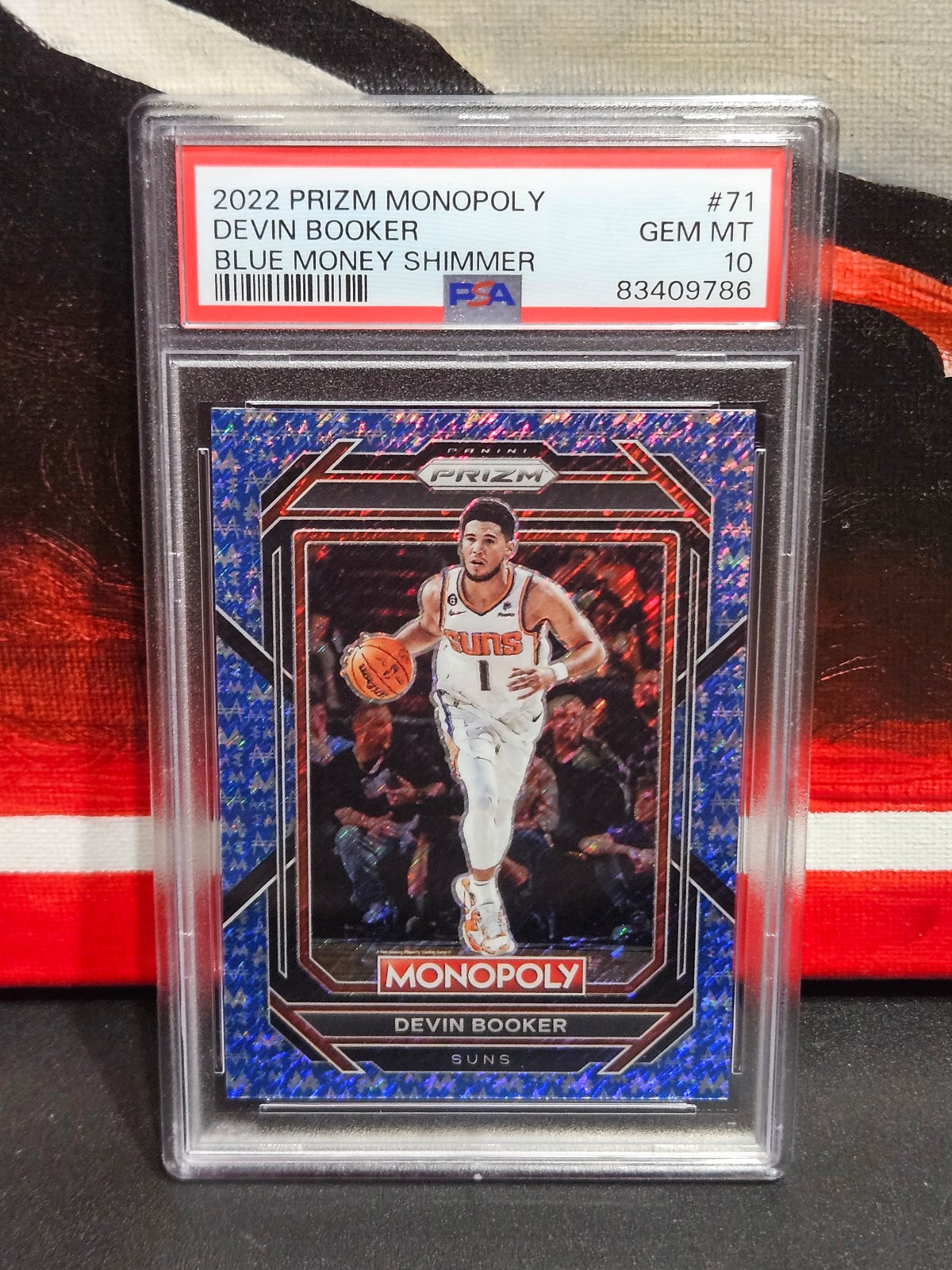 PSA 2022 Prizm Monopoly Devin Booker /10 Blue Money Shimmer