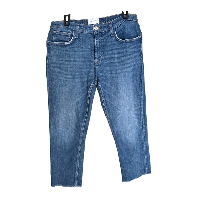 Current/Elliott Womens Cropped Blue Jeans Size 30 Raw Hem Mid-Rise Denim Pants