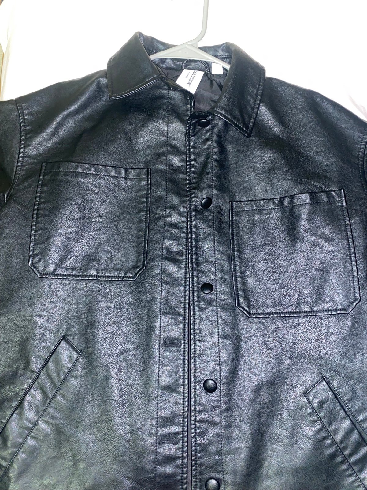 womens black leather jacket
