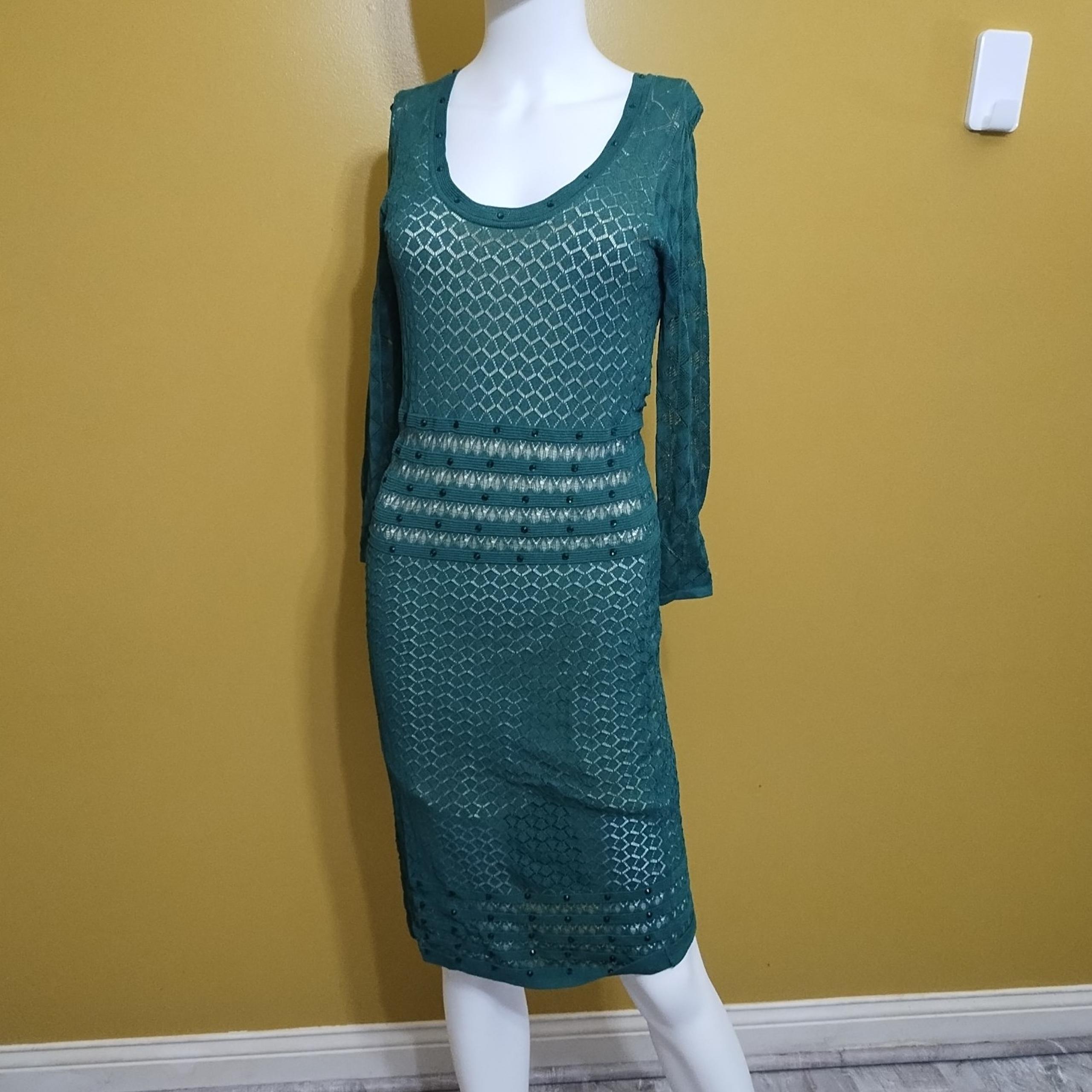 Venus Long Sleeve Crochet Midi Dress M Boho