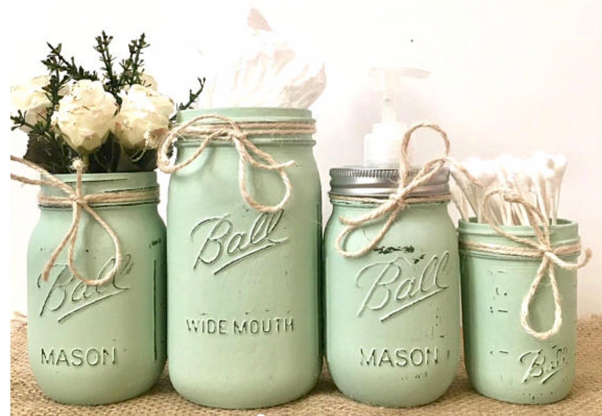 Shabby Chic Mason Vanity Set:Flowers