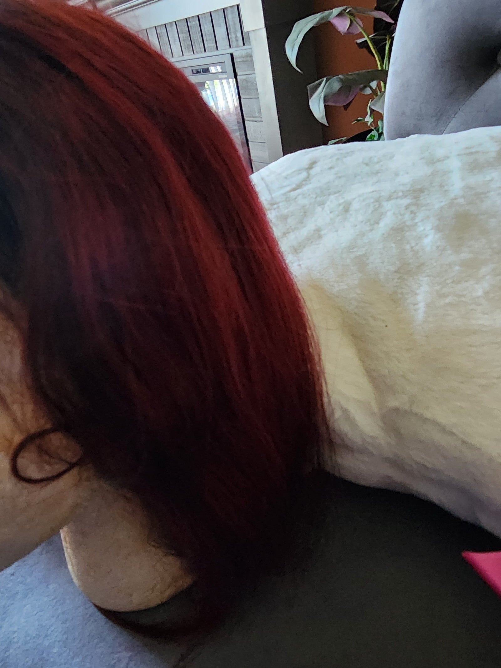 Human hair lace front ombre red wig