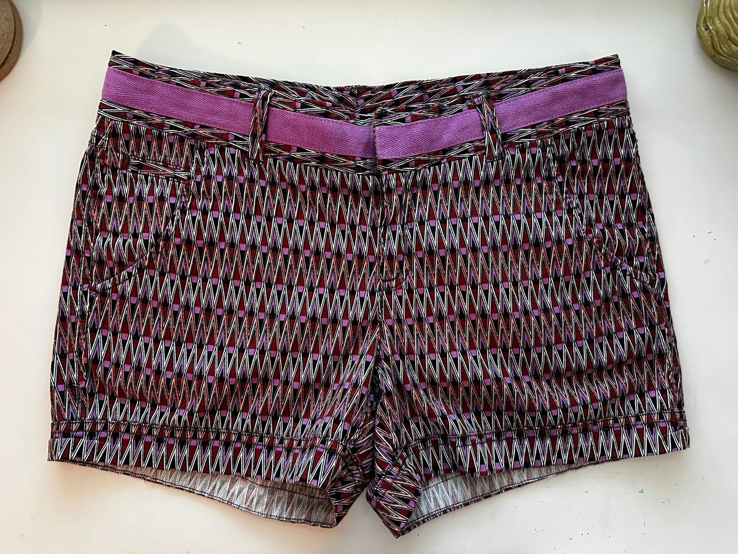 Athleta  Airel Cotton Thistle Purple Zigzag Print Shorts Women's 8