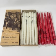 Vintage Candle-Lite 12 Red and White Taper Candles - Box of 12 - New in Box