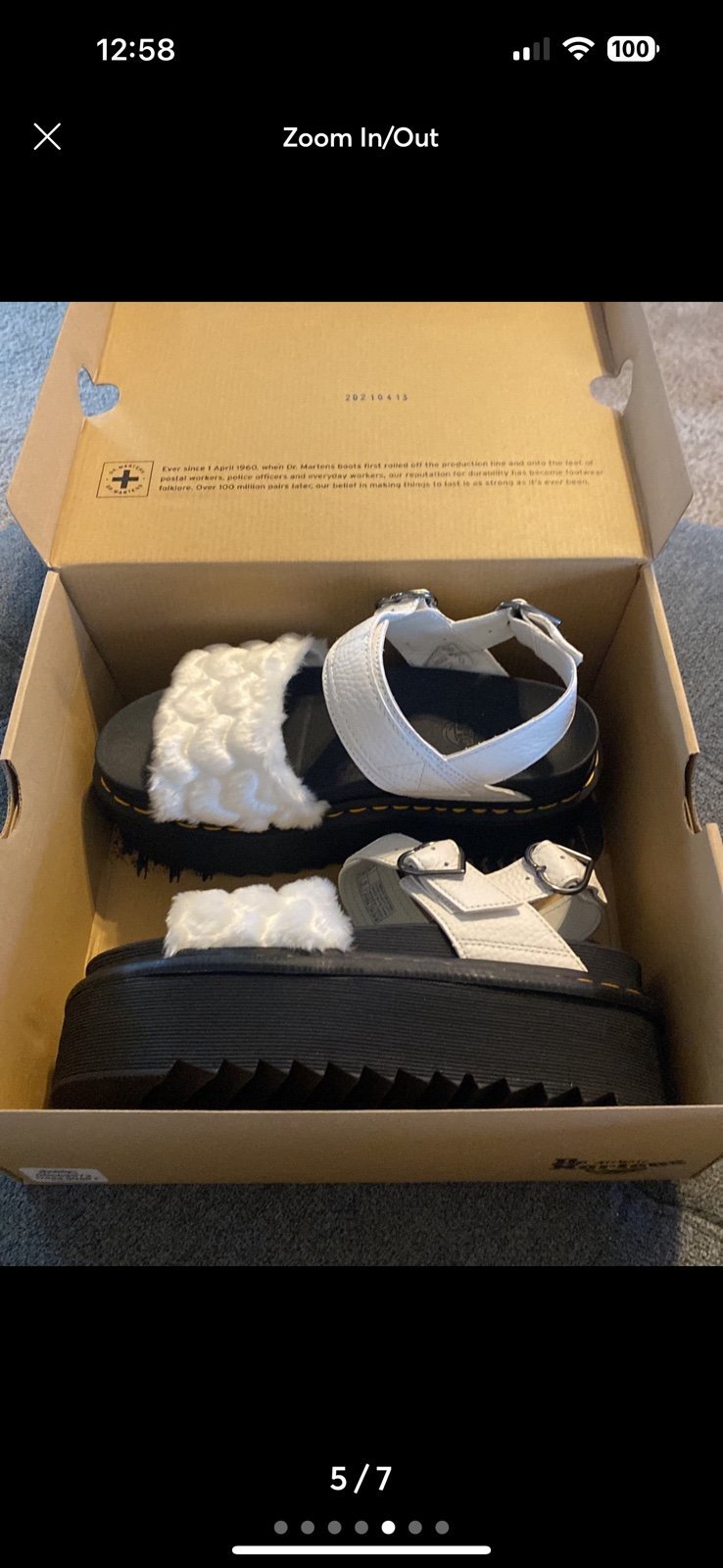 New DR. MARTENS Voss Quad Fluffy Heart Platform Sandal - Size 8 (38.5)