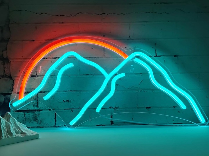 Lovely Vivid Bright Cool Blue Mountain & Sunset LED Night Room Wall Decoration