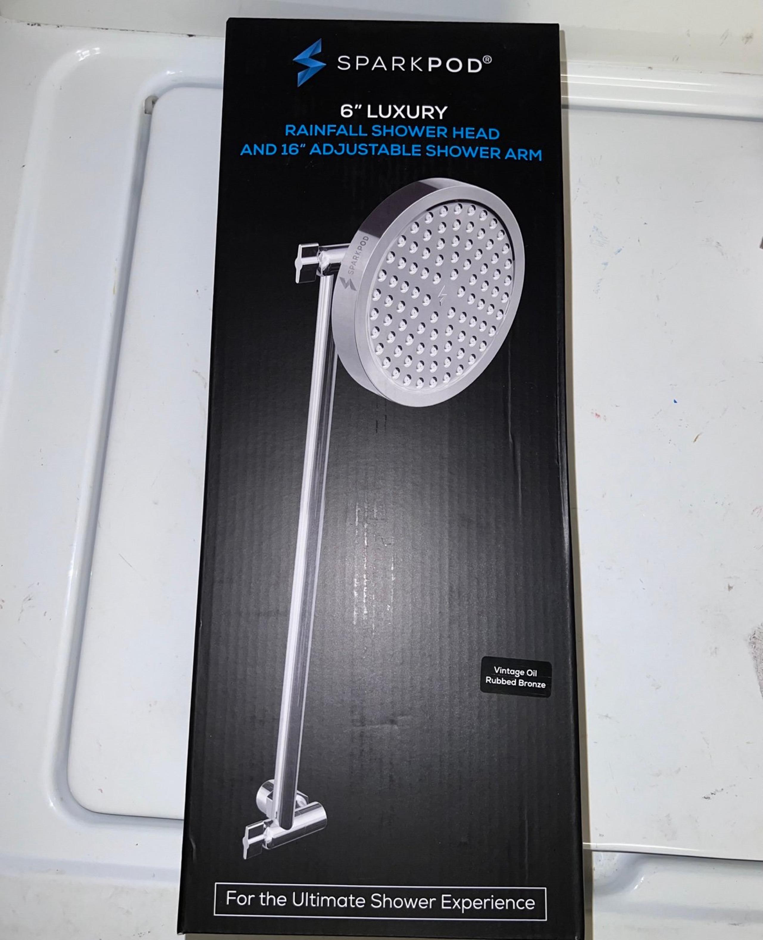 SparkPod 6" Luxury Vintage Oil-Rubbed Bronze Rainfall Round Shower Head +16" Arm