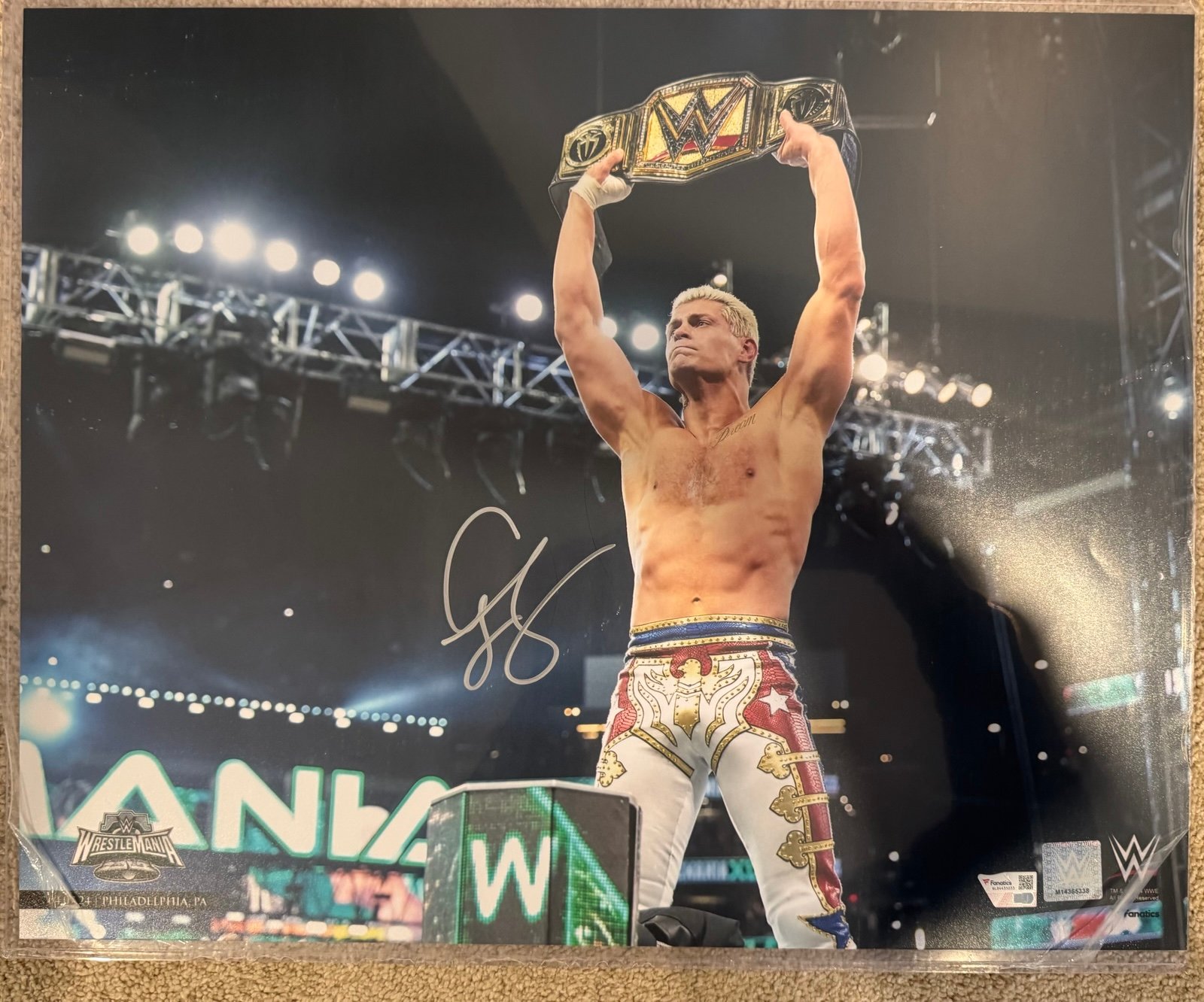 WWE WrestleMania 40 Cody Rhodes Autographed 16 x 20 Photo from Fanatics New