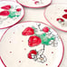 Eli + Ana Strawberry DINNER & SALAD PLATES —COMPLETE SETS OF (4) EACH NEW