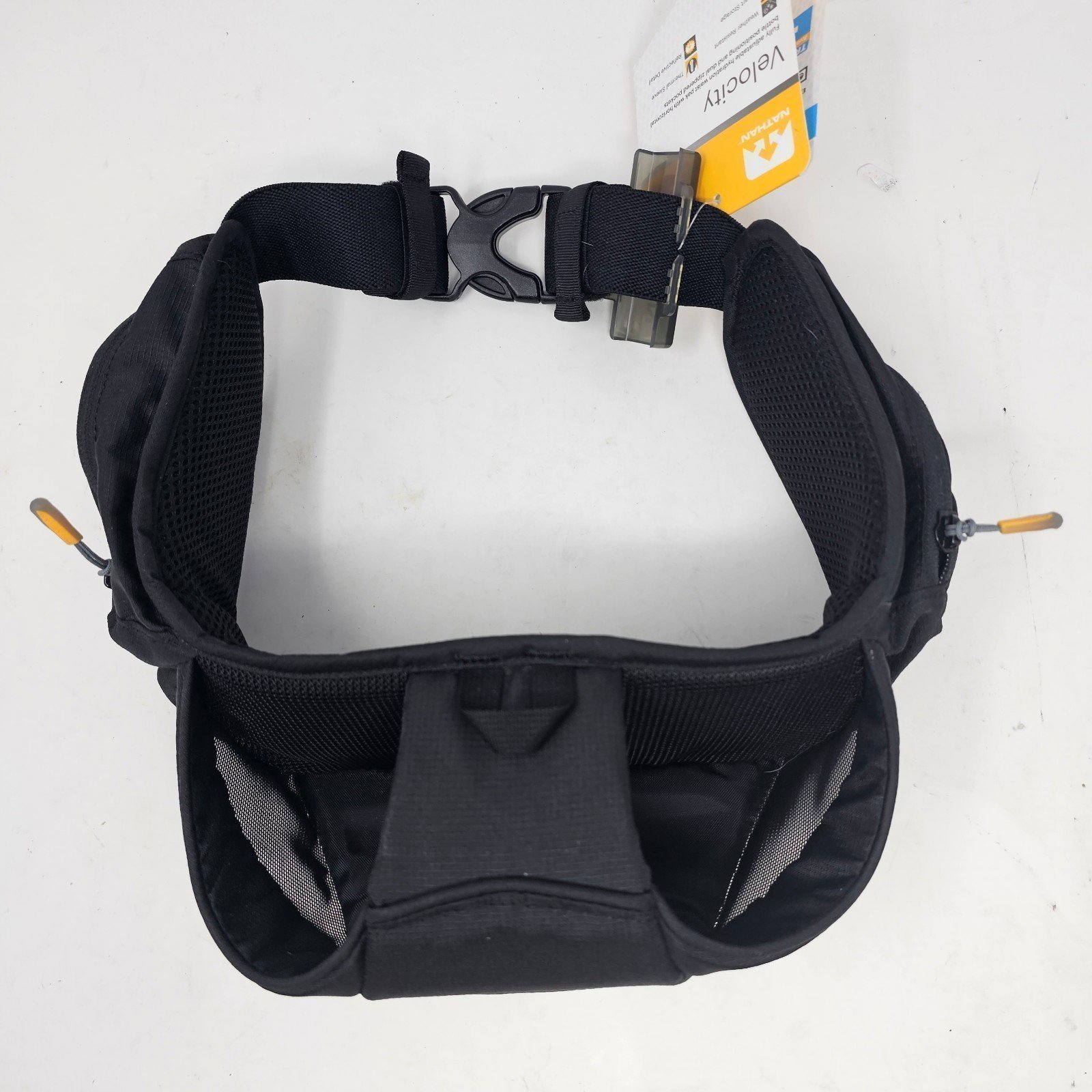 New Nathan Velocity Hydration Waist Pack 4410NB Black Zip Pockets Hiking Running