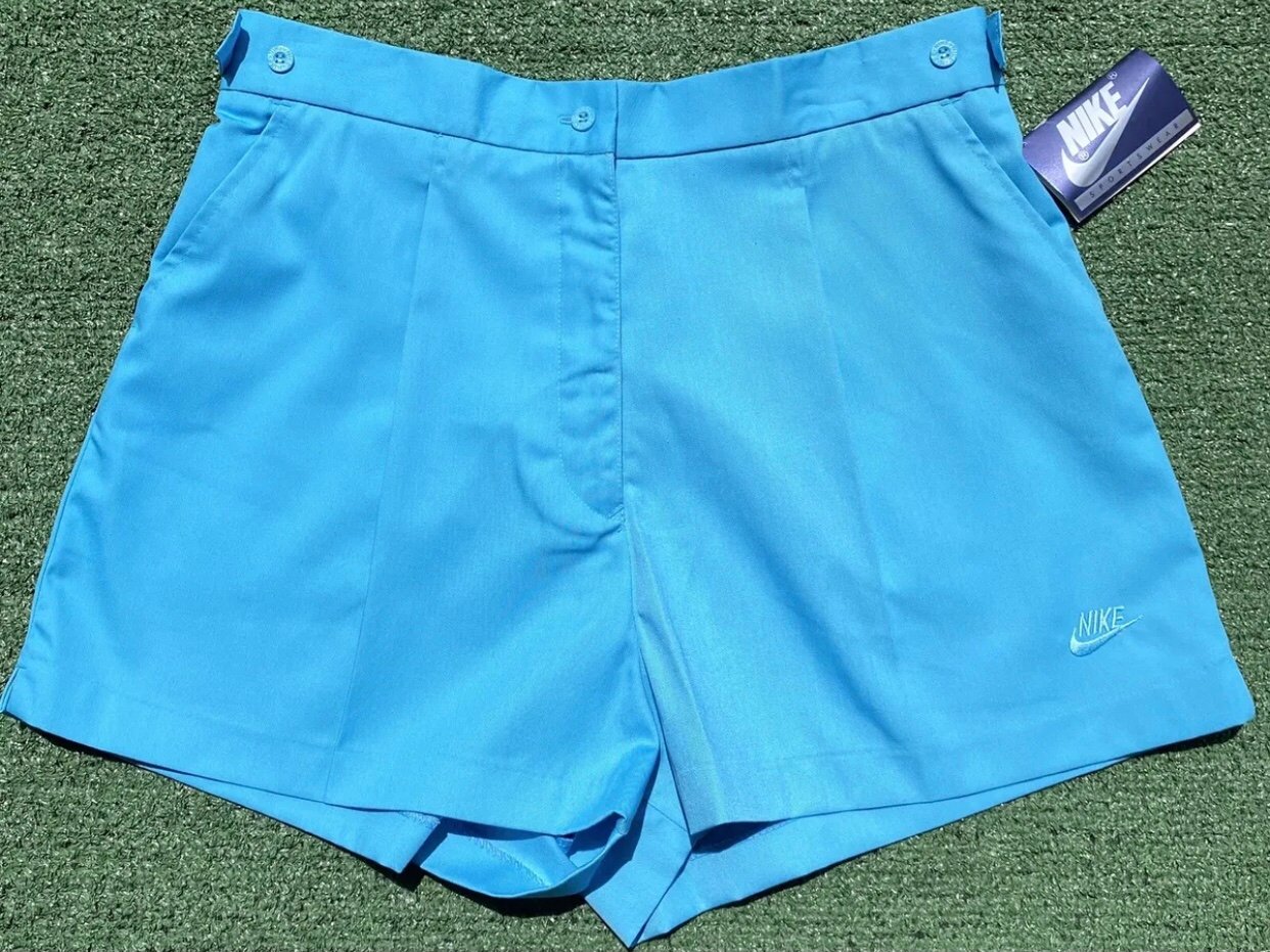 NWT VTG 80's NIKE Deadstock Spellout Swoosh Pleated Shorts Women’s SZ 28 Waist