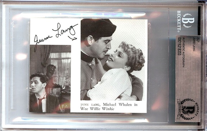 June Lang Signed Autograph Cut Signature Wee Willie Winkie BAS Encased 8353
