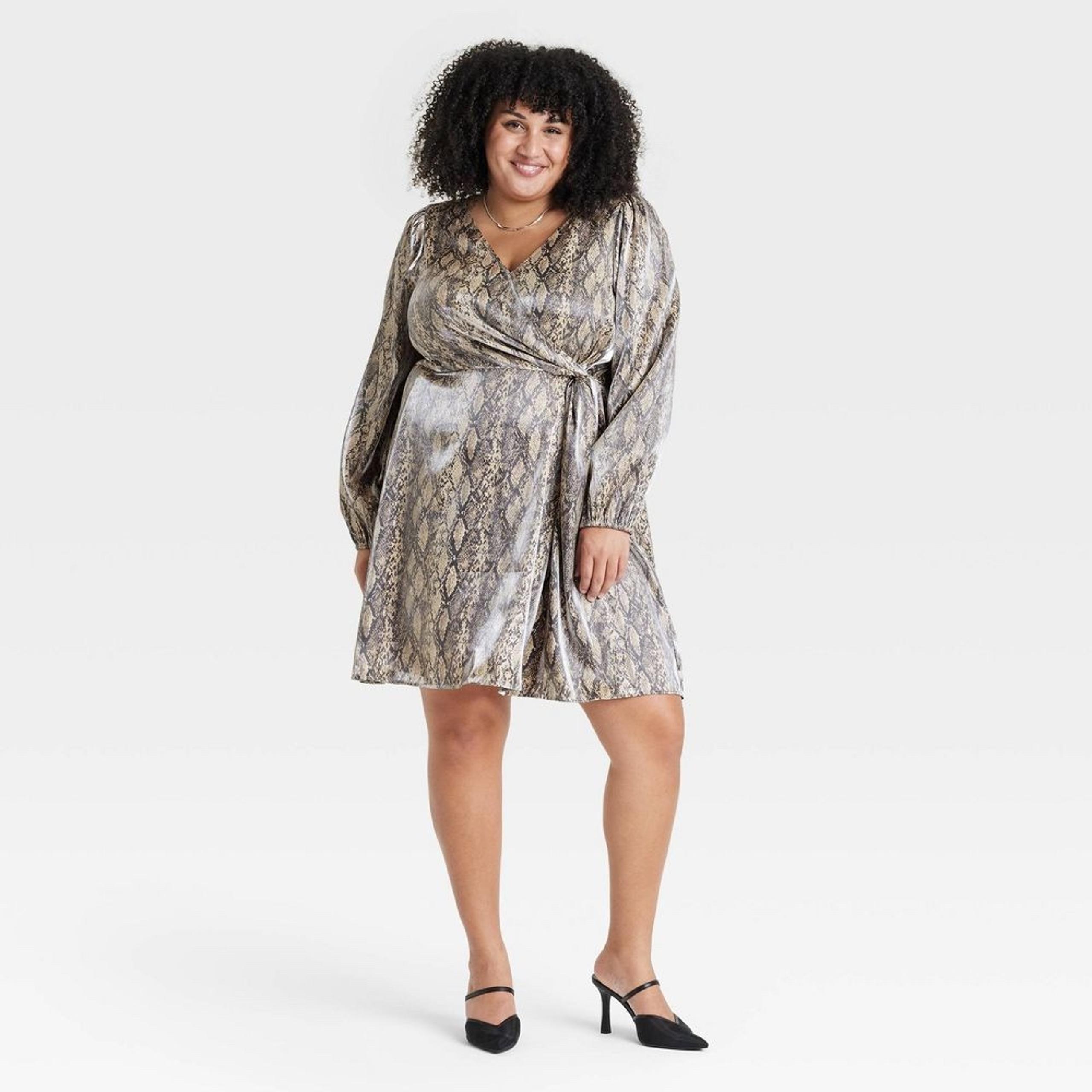 NWT- Ava & Viv Snake Skin Print Midi Plus Size Dress