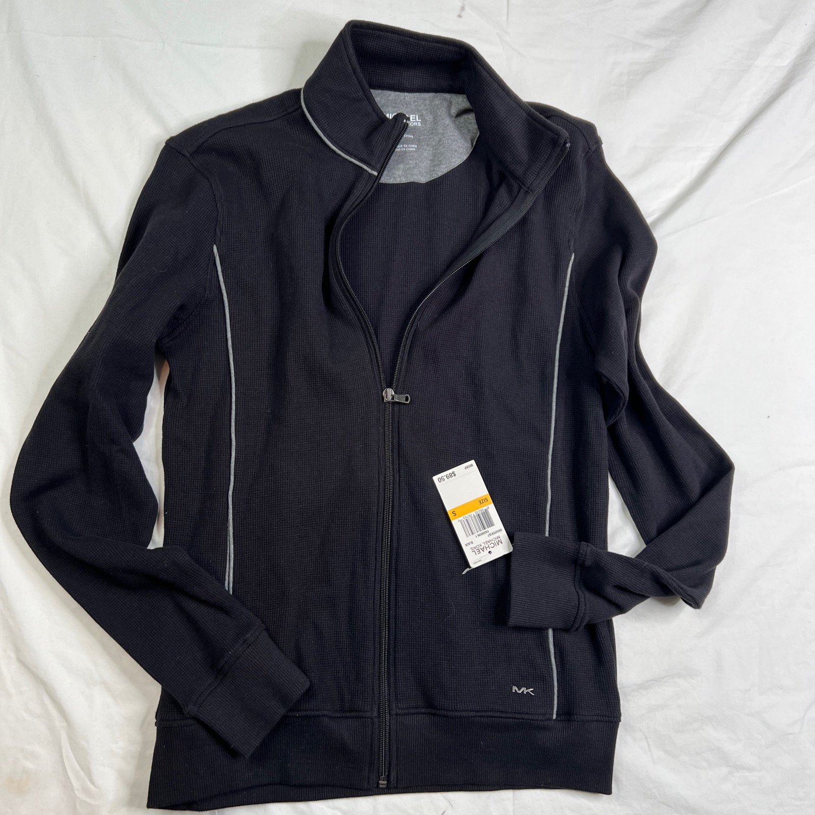 MICHAEL KORS MENS SWEATER BLACK SIZE SMALL Full Zip Cardigan Long Sleeves A03102