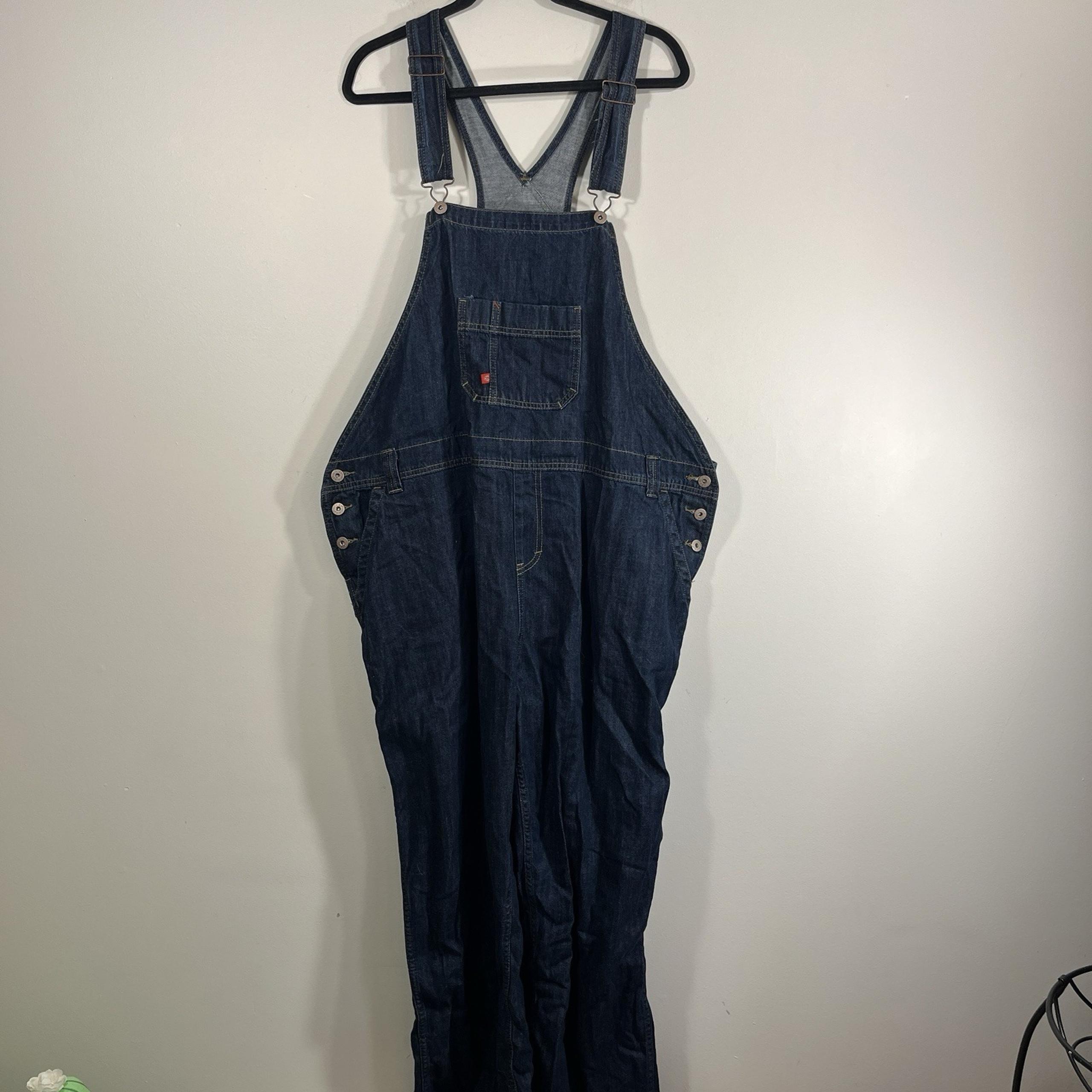 Dickies Bib Overalls Men 2XL XXL Carpenter Blue Jean Denim Pockets Workwear