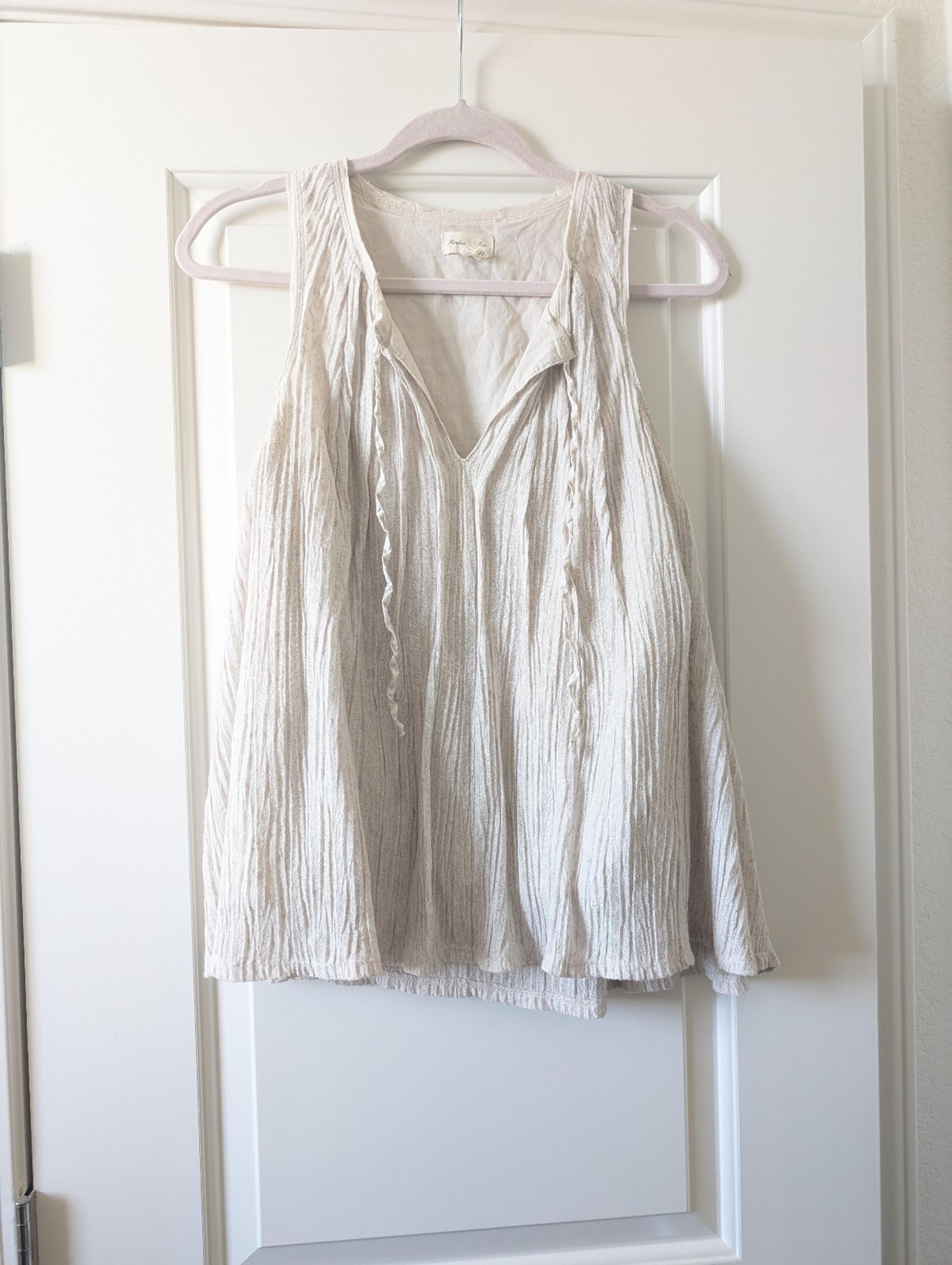Cream Meadow Rue Anthropologie Tank Top with tassels and lining, medium