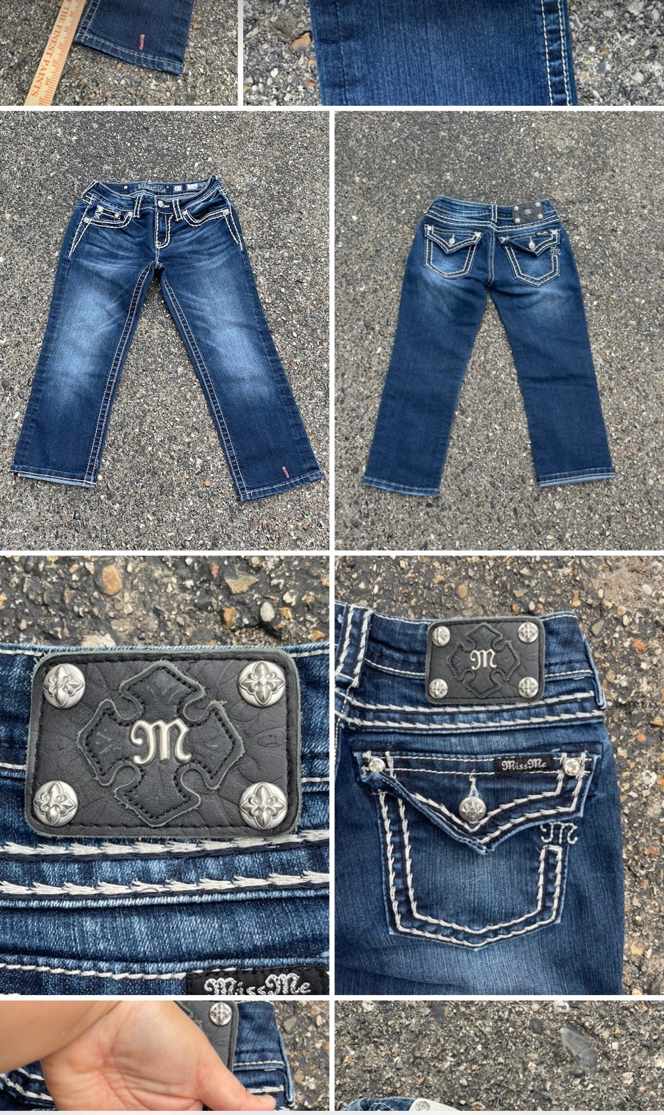 Miss me signature cuffed capri jeans womens sz 27 low rise flip pocket retro Y2K