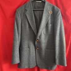 Stafford Options Lambs Wool Sport Coat Suede Elbows USA Blue/gray Tweed 44L