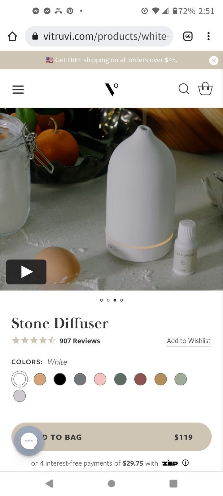 Poiema stone diffuser + 2 aromatherapy oils