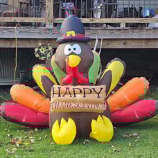 6FT Thanksgiving Inflatables Turkey Decor with Pilgrim Hat & Colorful