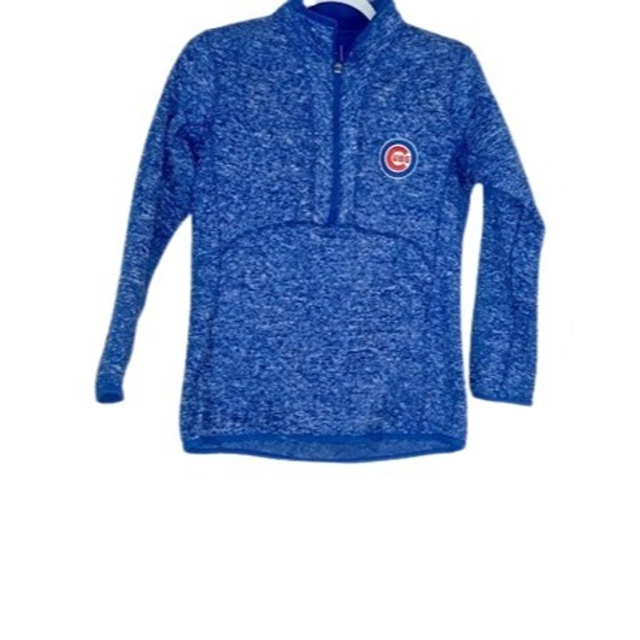 Antigua Womens Chicago Cubs Blue Fortune Half-Zip Pullover Sweater S