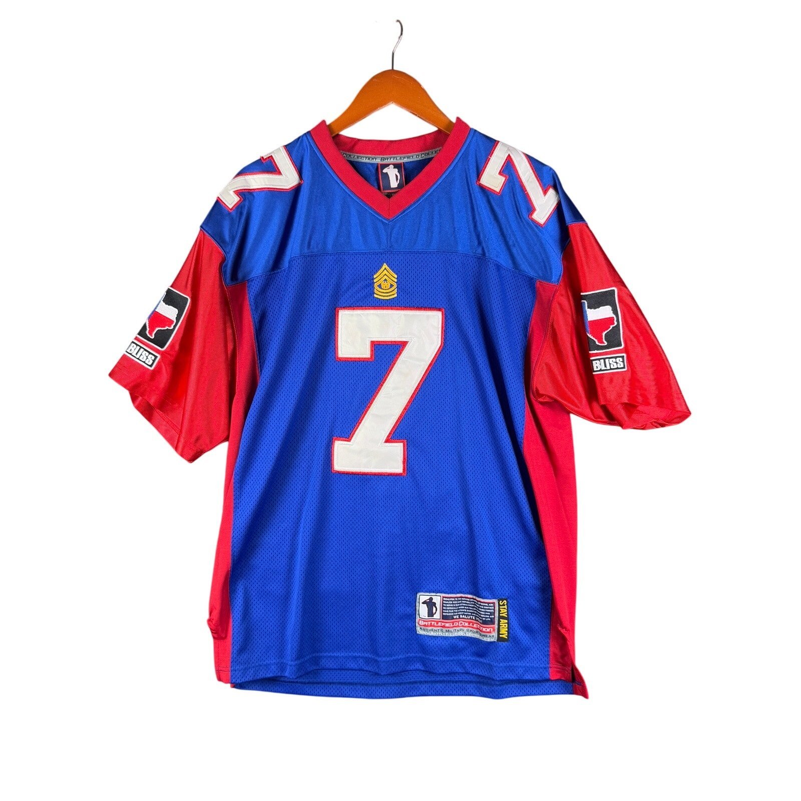 Battlefield Collection Football Jersey Ft Bliss Stay Army RWB #7 Stitched Large