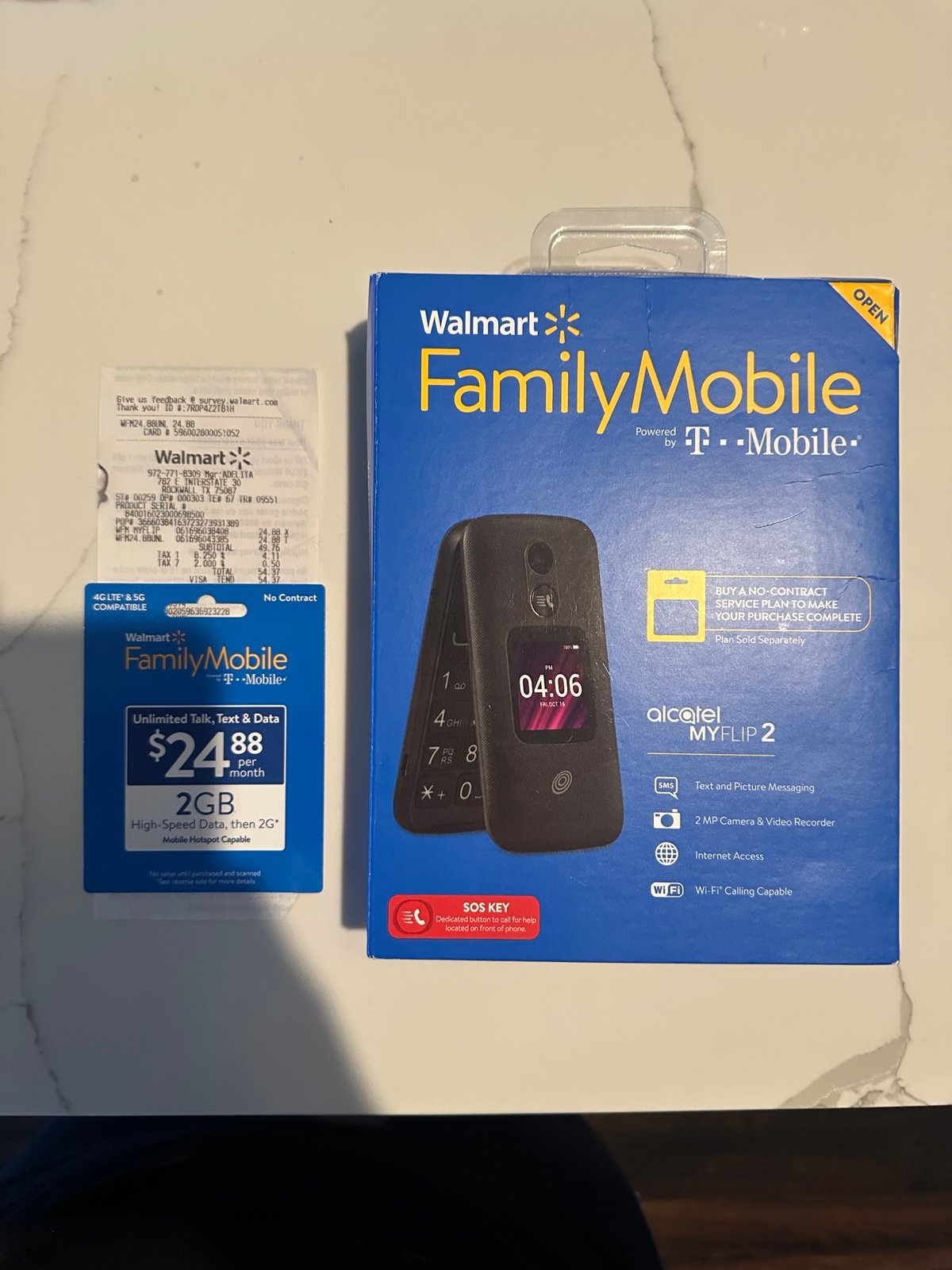 T mobile no contract flip phone with phone card