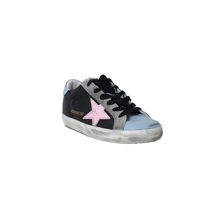 Golden Goose Super Star Classic With List Black Light Blue Pink