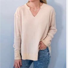 WE THE FREE WAFFLE KNIT NOTCH NECK TOP