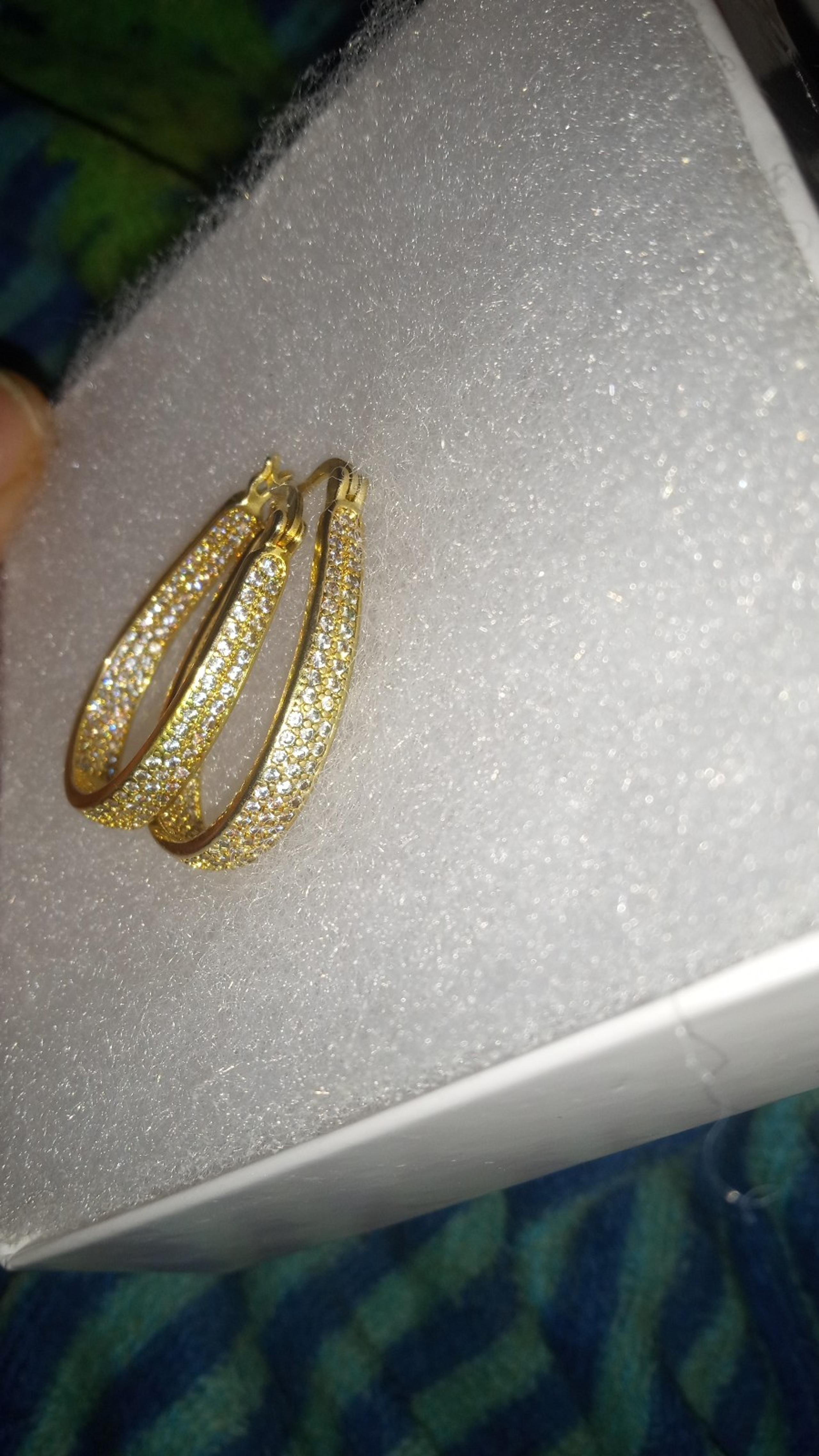 CZ 14K 925 Hoop Earrings