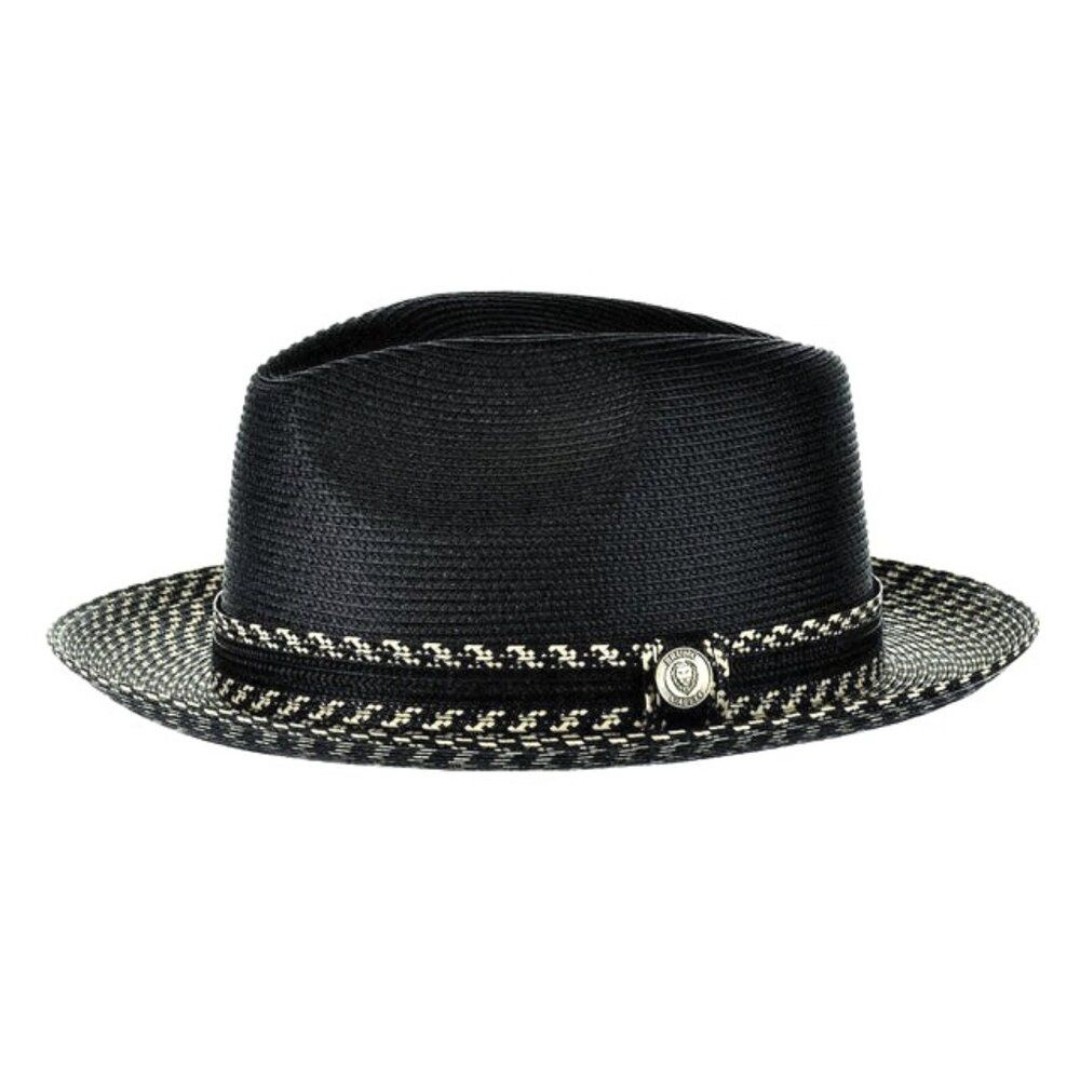 Bruno Capelo Madison Black & White 2-Tone Straw Adjustable Summer Fedora Hat OS