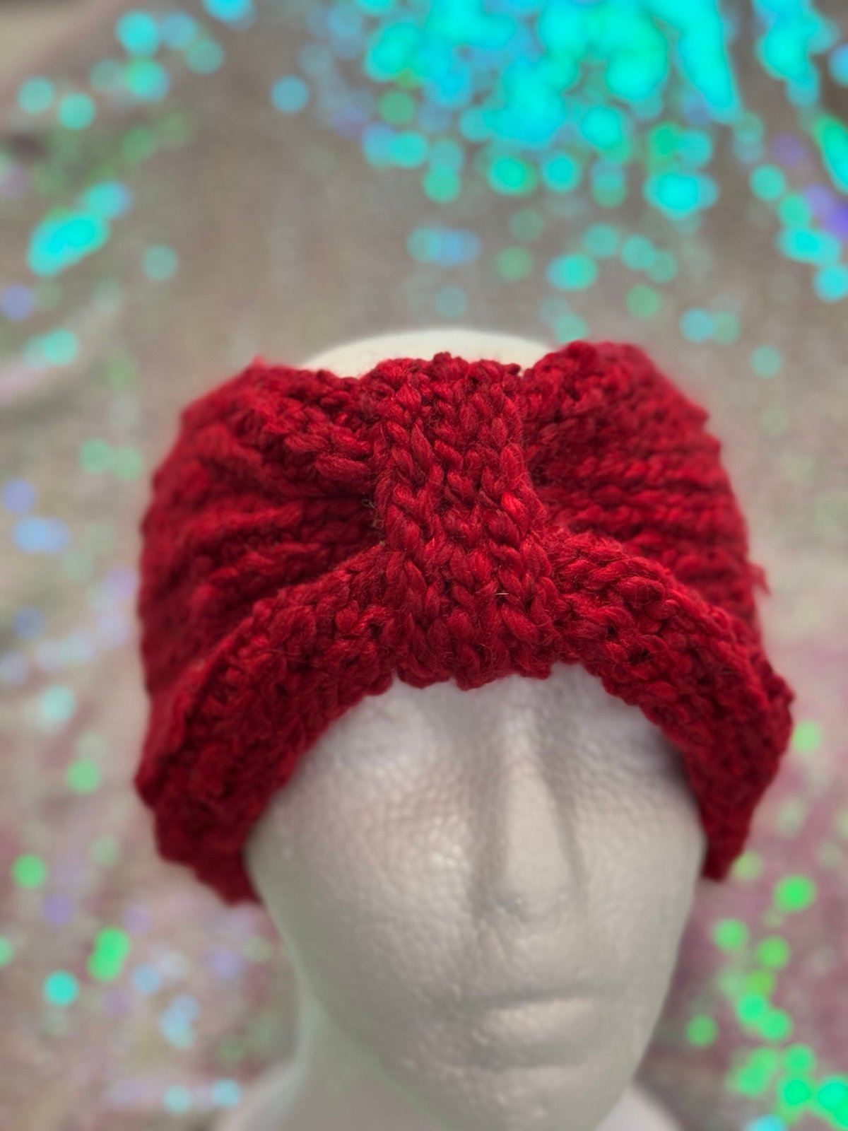 Knitted Red Cherry Bow Stylish Headband Headwrap