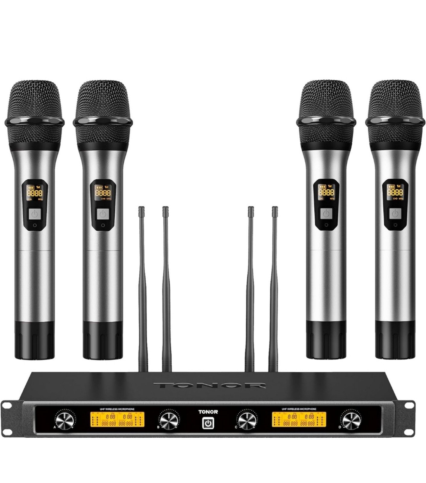 TONOR Wireless Microphones System with 4x10 Channels Metal Cordless Handheld Mic