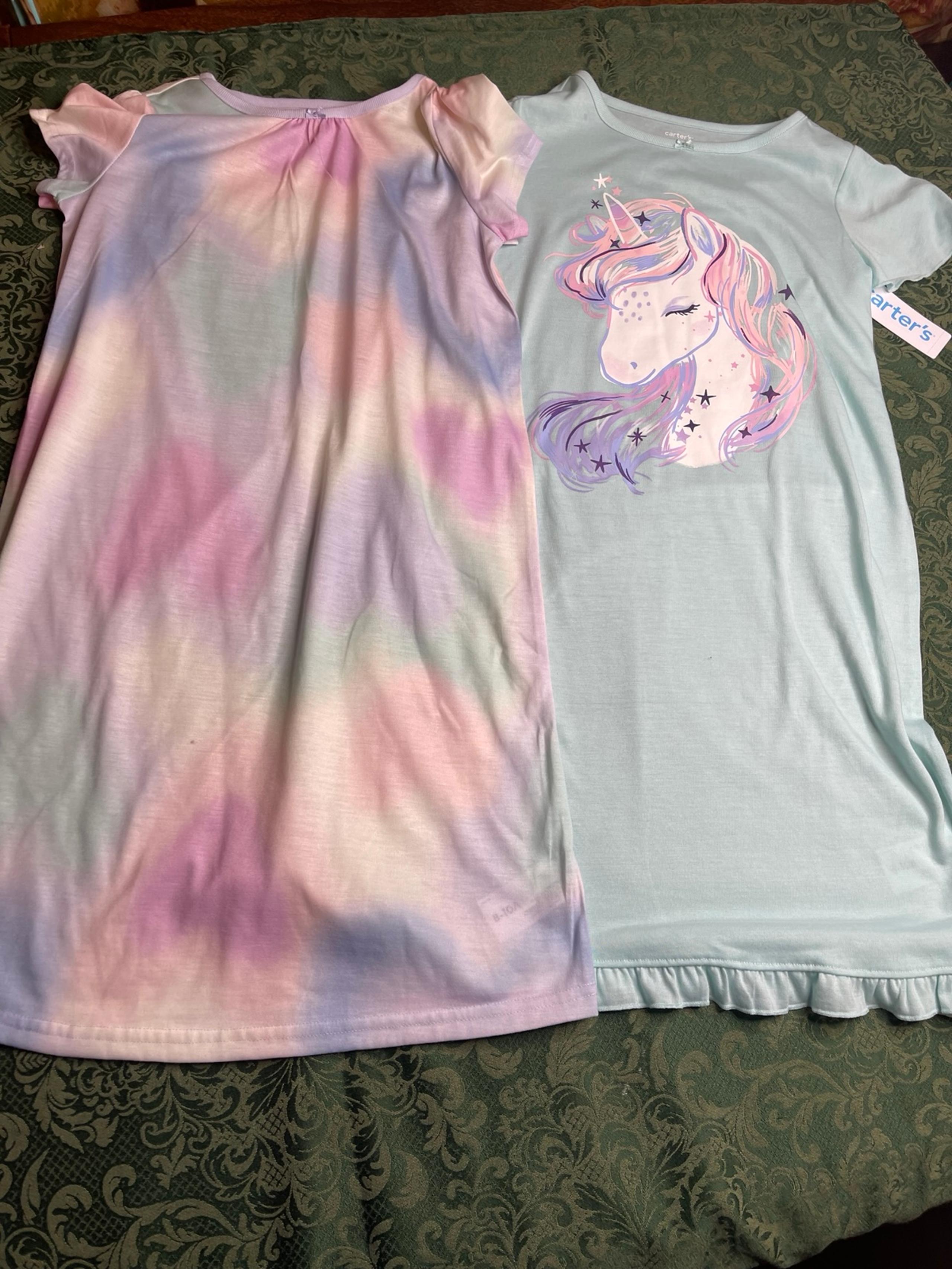 NWT 4 5 unicorn horses 2 pc nightgown carters pajamas purple blue tie dye ombre