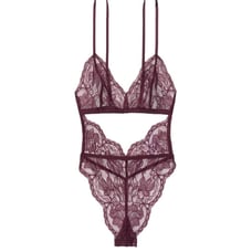 Victoria‘s secret dark purple burgundy lace teddy lingerie