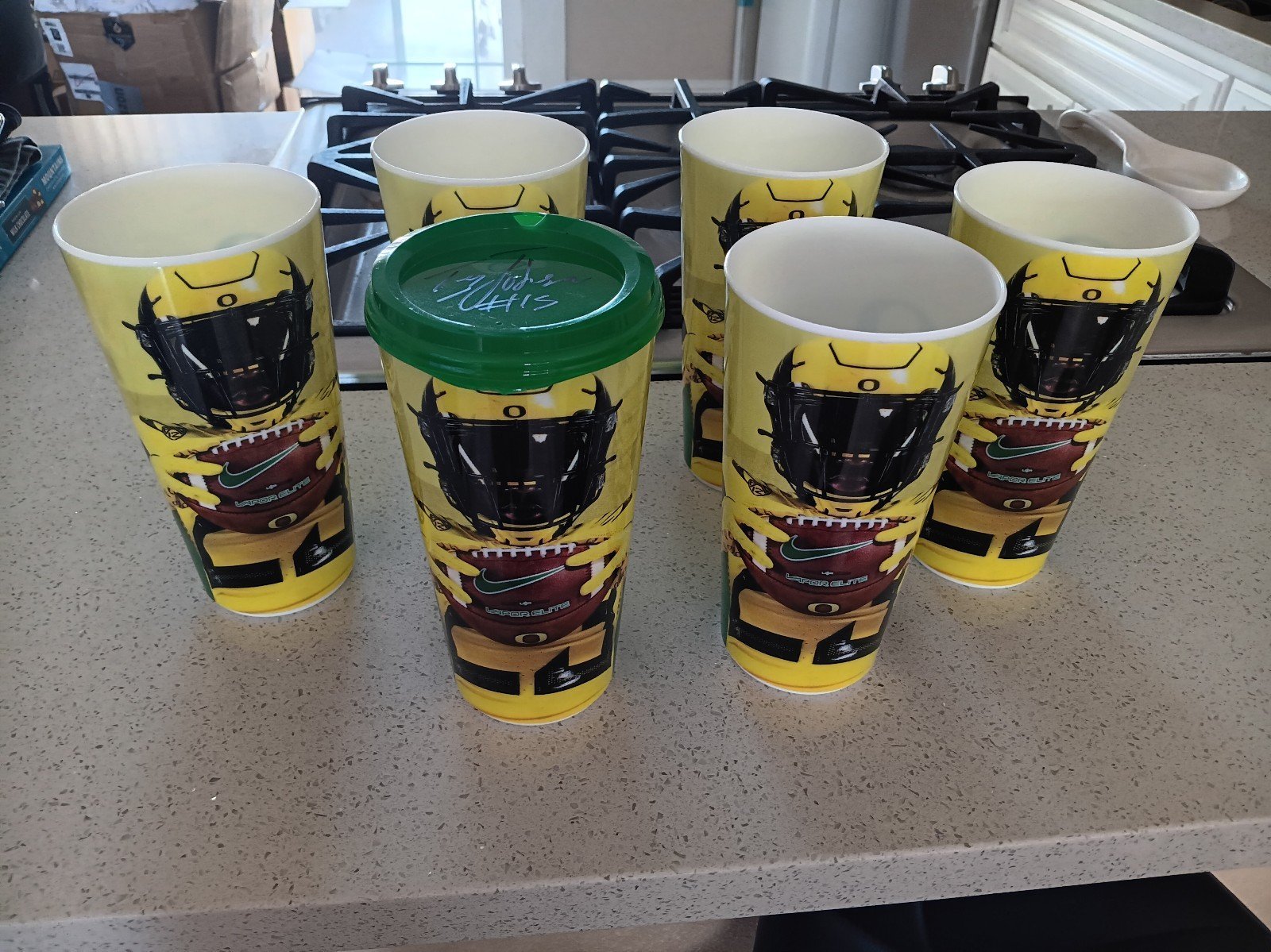 Tez Johnson signed Oregon Ducks Autzen Stadium Cups