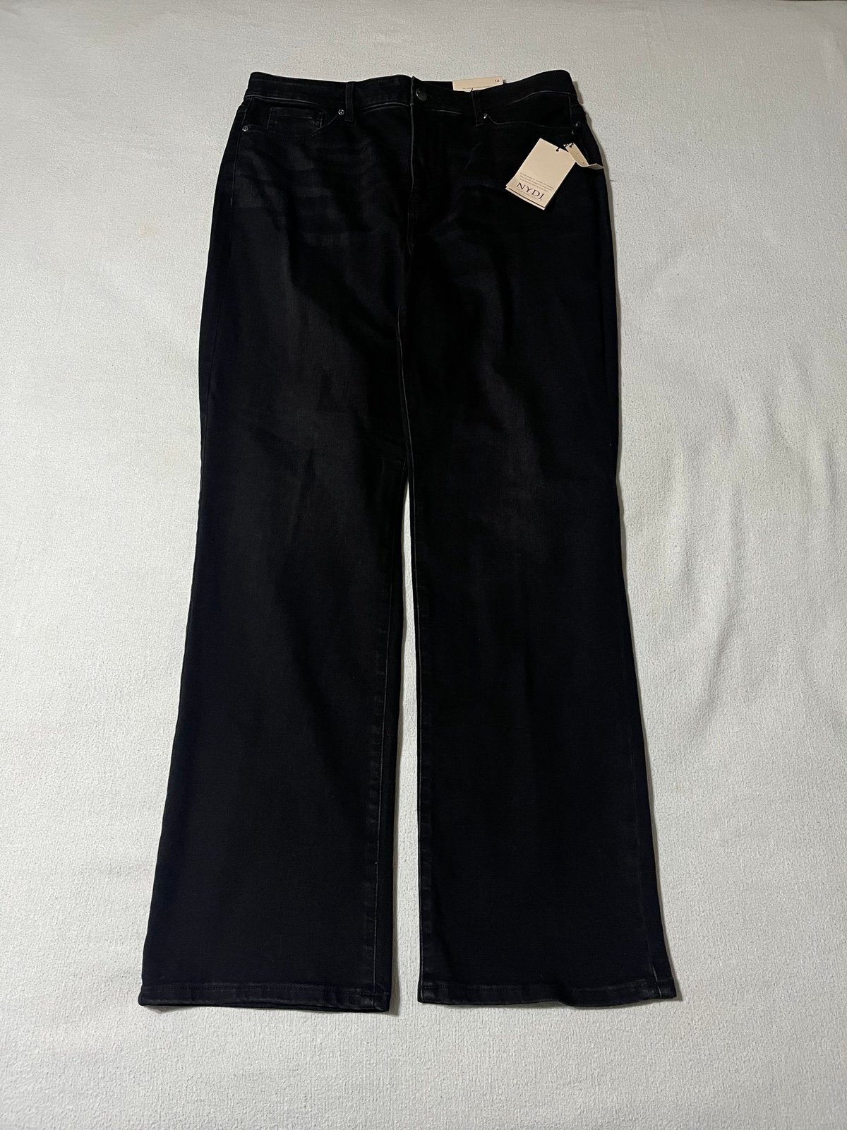 NWT NYDJ Jeans Women's 14 (33x32) Relaxed Straight High Rise Stretch Black