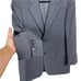 Barneys New York Grid Print Wool Notch Collar 2 Button Blazer Gray Blue 40 S