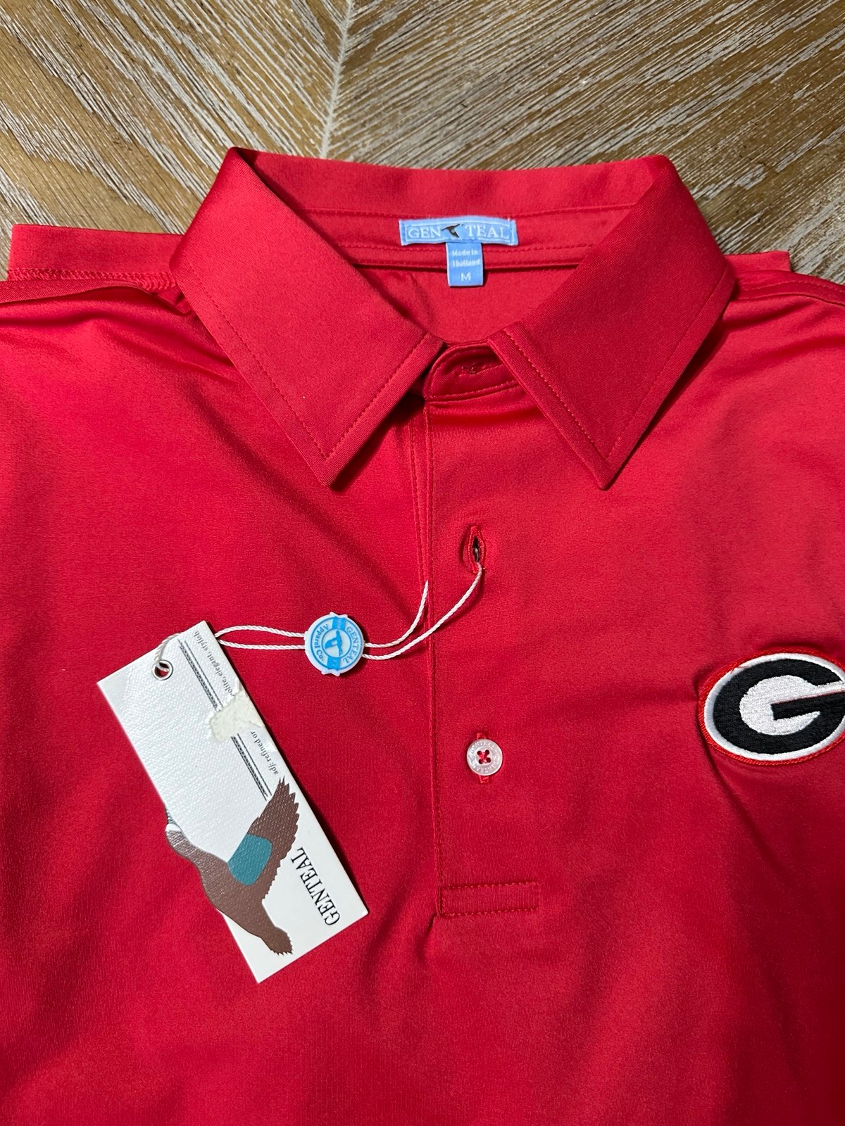 Genteal Men’s Polo Red with Georgia Bulldogs Logo size Large new