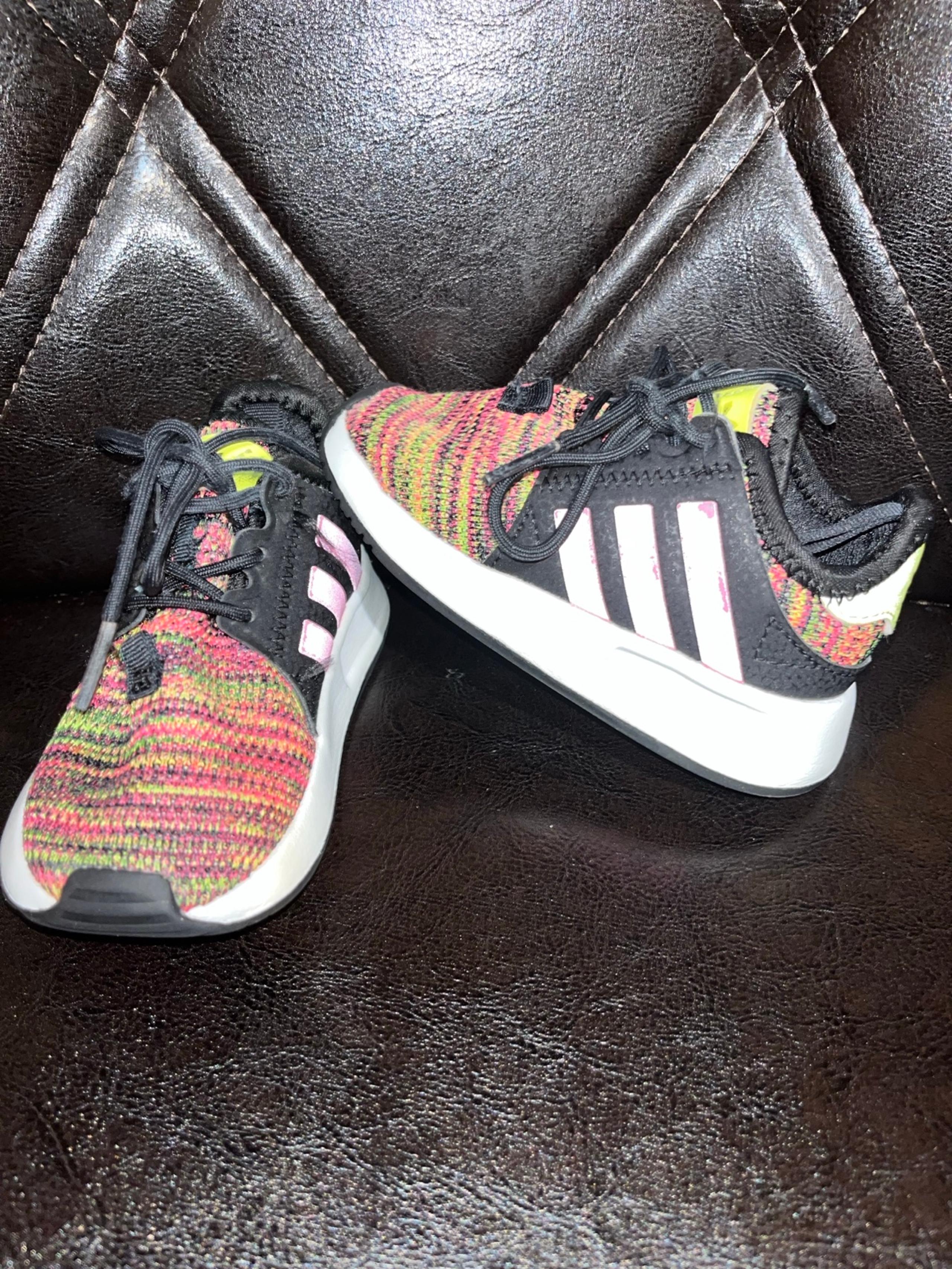 Adidas Ortholite Sneakers Pink Black Neon Yellow Mesh Toddler Shoes Size 6K
