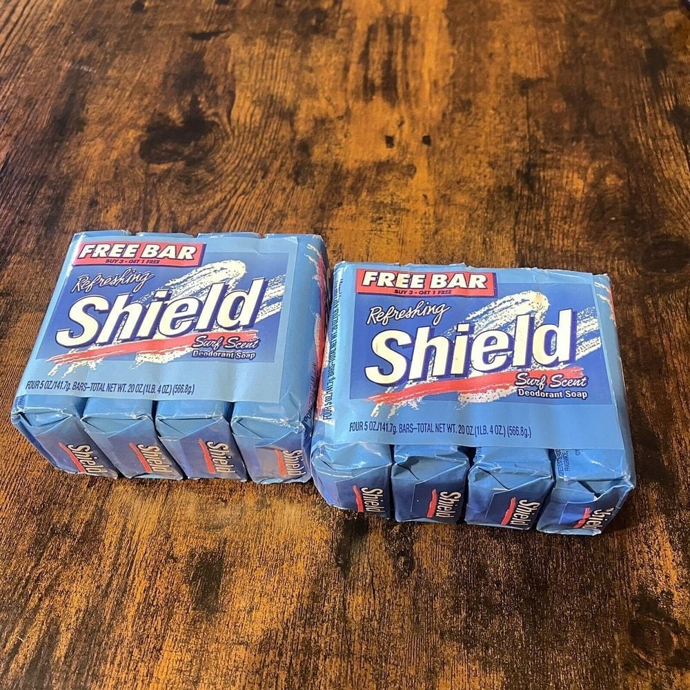 Shield Vintage Soap Pack Of 8 Bars Each 5oz New Old Stock Sealed Surf Scent 1997